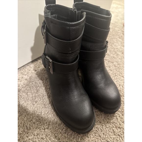 Mia Women's 2 Buckle Zip Up Ankle Boots Black Chunky 90s Size 6 M 2.5" Heel NOS - Picture 11 of 16